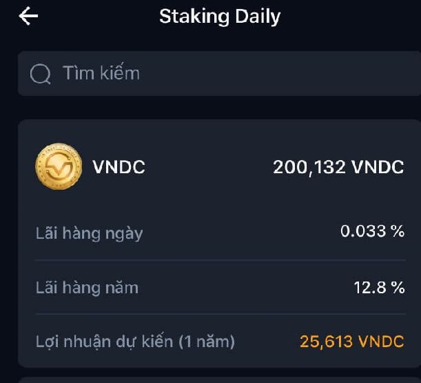 Staking Daily kiếm tiền VNDC